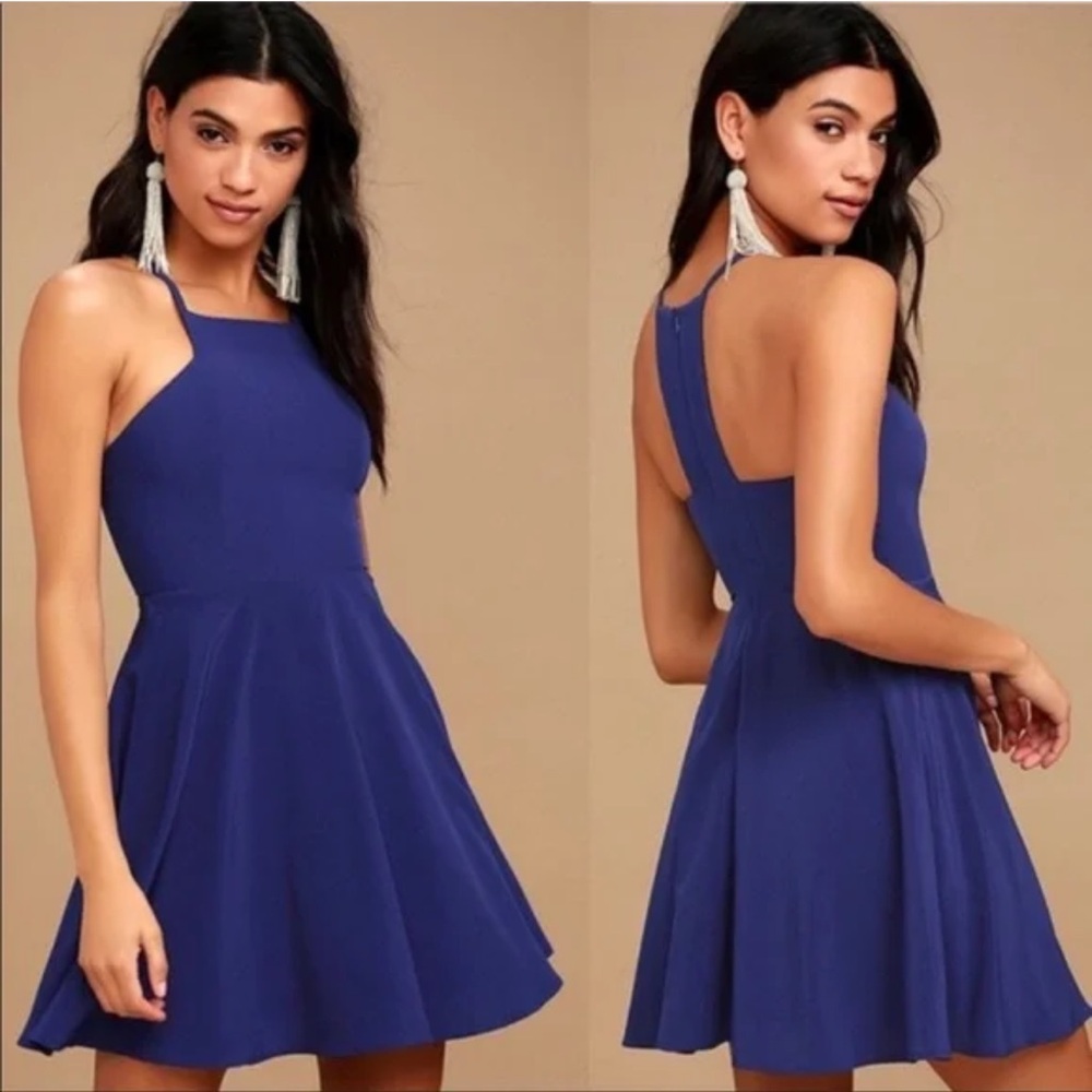 Lulu's Call To Charms blue Skater‎ Dress S